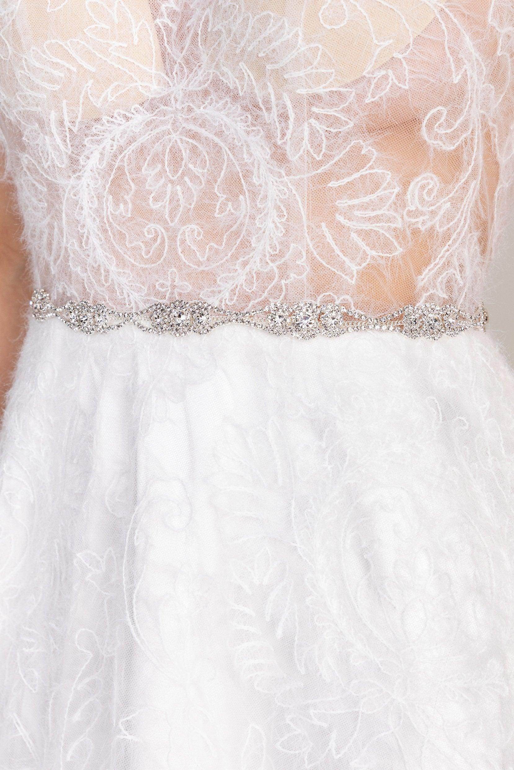 Ribbons Wedding Sash with Rhinestone CC0068 - COCOMELODY